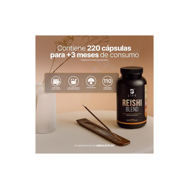Extracto Puro Hongo Reishi 220 Cápsulas Adaptógeno Natural 900 Por
