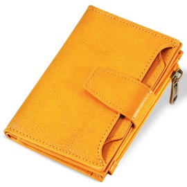 Airkit Small Wallet Women RFID Blocking Soft Leather Bifold Compact Card Holder Wallet for Women with Zipper Coin Pocket 4 ID Window