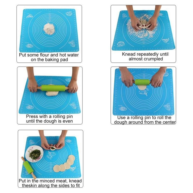 4PCS Rolling Pin NonStick Silicone Mini Wooden Handle Rolling Pins