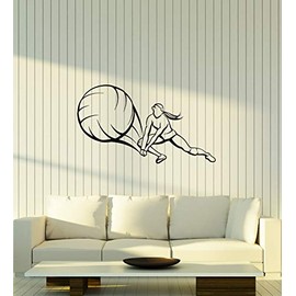Vinyl Wall Decal Volleyball Player Ball Sports Girl Beach Game Stickers Mural Large Decor (g2036) Black