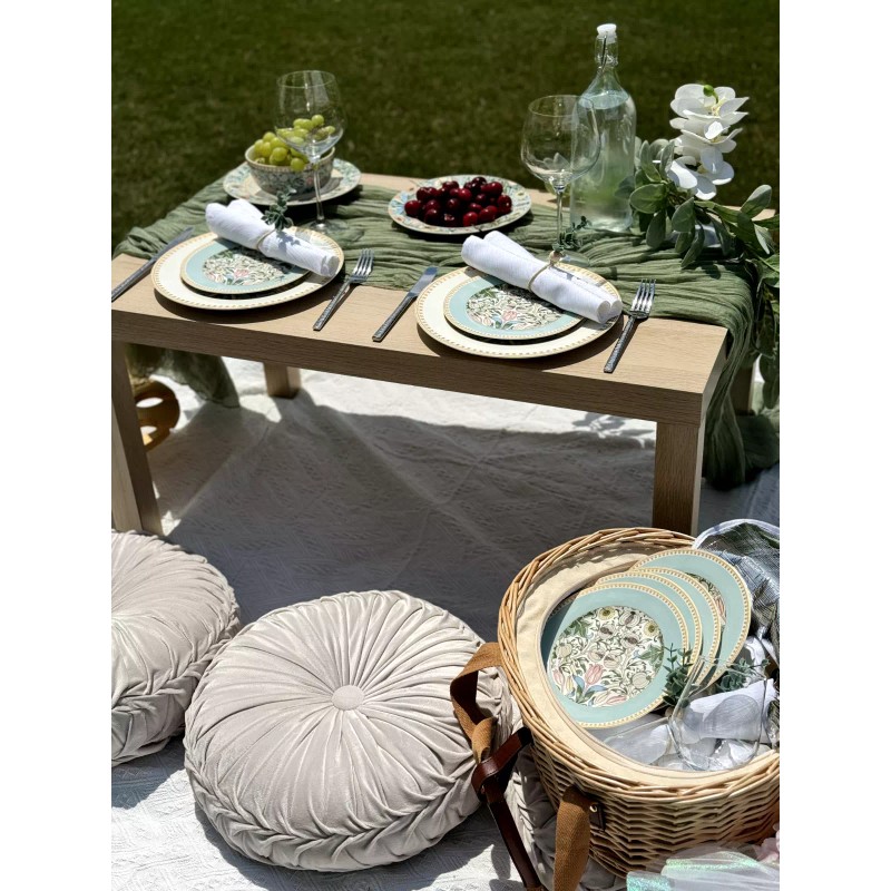 SET OF 6 Morris Garden Porcelain Dessert Plates Floral Bone