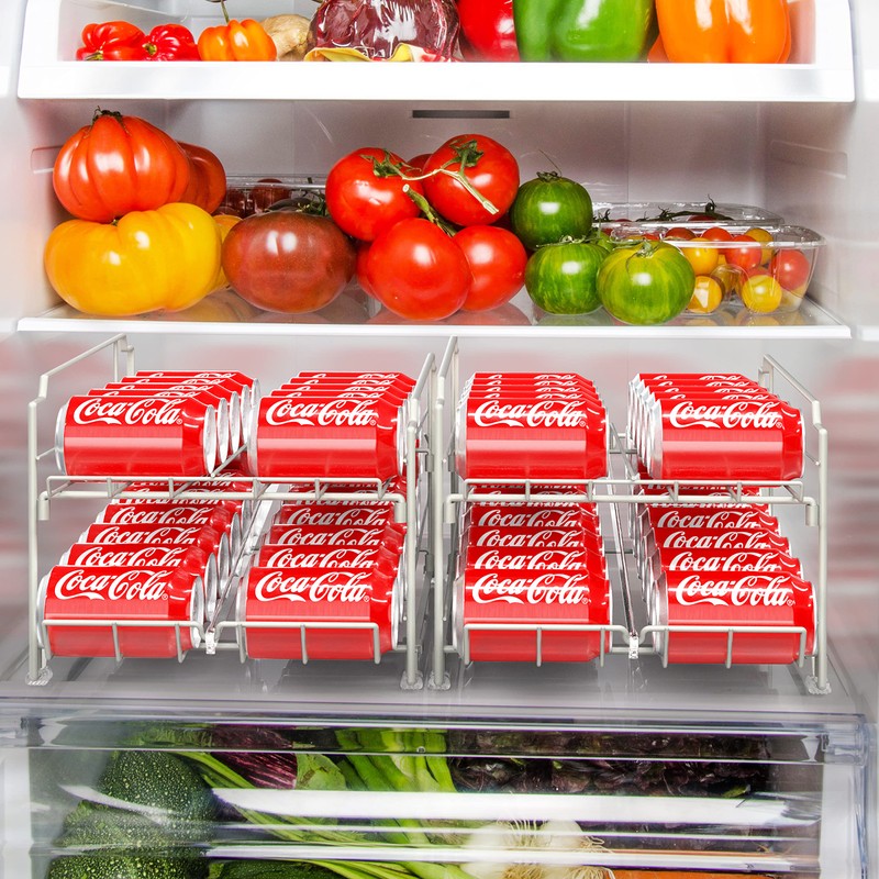 Simple Houseware Dual Row Front Loading Stackable Can Dispenser, White