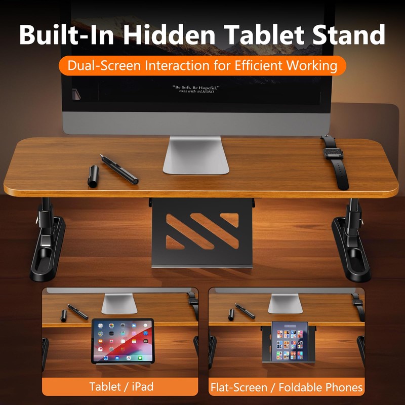 nediea Ergonomic Wooden Monitor Stand Riser with Height Adjustable Button
