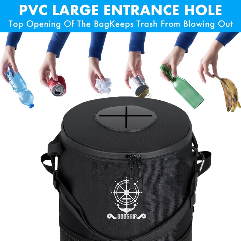 Portable Boat Trash Can Odor & Leak Resistant 900D Oxford