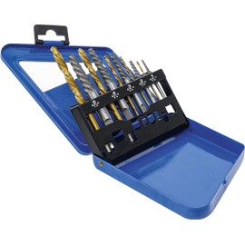 BGS 6780 Screw Extractor & Left Drill Bit Set HSS Titanium Nitrided 2 - 7.5 mm 10-Piece