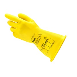 Ansell ActivArmr Electrician's Protective Gloves, Electrical Protection Class 0 (1000V), Electrically Insulating Rubber Gloves, Professional Work Gloves 28 cm, Yellow, Size L (1 Pair)