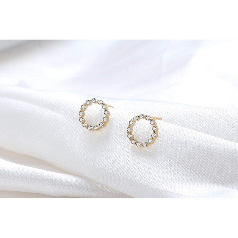 Women's 925 Sterling Silver Stud Earrings with Sparkling Zirconia Crystals