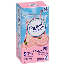 Crystal Light Drink Mix, 72 Pitcher Packets, for Flavorful Hydration and Shareable Refreshment, Pink Lemonade, Natural Flavor with other Natural Flavor, Zero Sugar, Low Calorie, 2.9 oz each box
