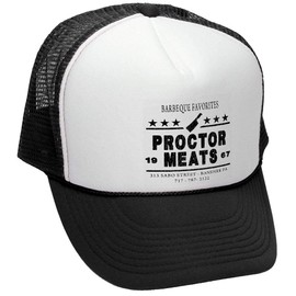 The Goozler Procter Meats Company Trucker HAT - Retro Style Trucker Hat, Navy Blue, OSFA