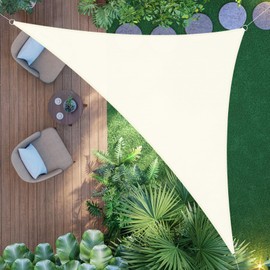 AXT SHADE Awning Waterproof Triangle Right Angle 3 x 3 x 4.25 m Weather Protection Sun Protection with UV Protection for Patio Balcony Garden Cream
