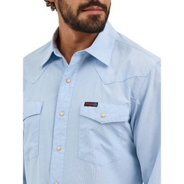 ATG by Wrangler Men's Western Drover Button-Down Shirt, Cerulean