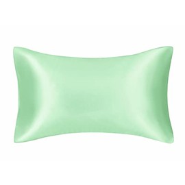 FLCA Mulberry Silk Pillowcase for Hair and Skin,Both Side Mulberry Silk, 1pc (Light Green, Standard 50x75cm)