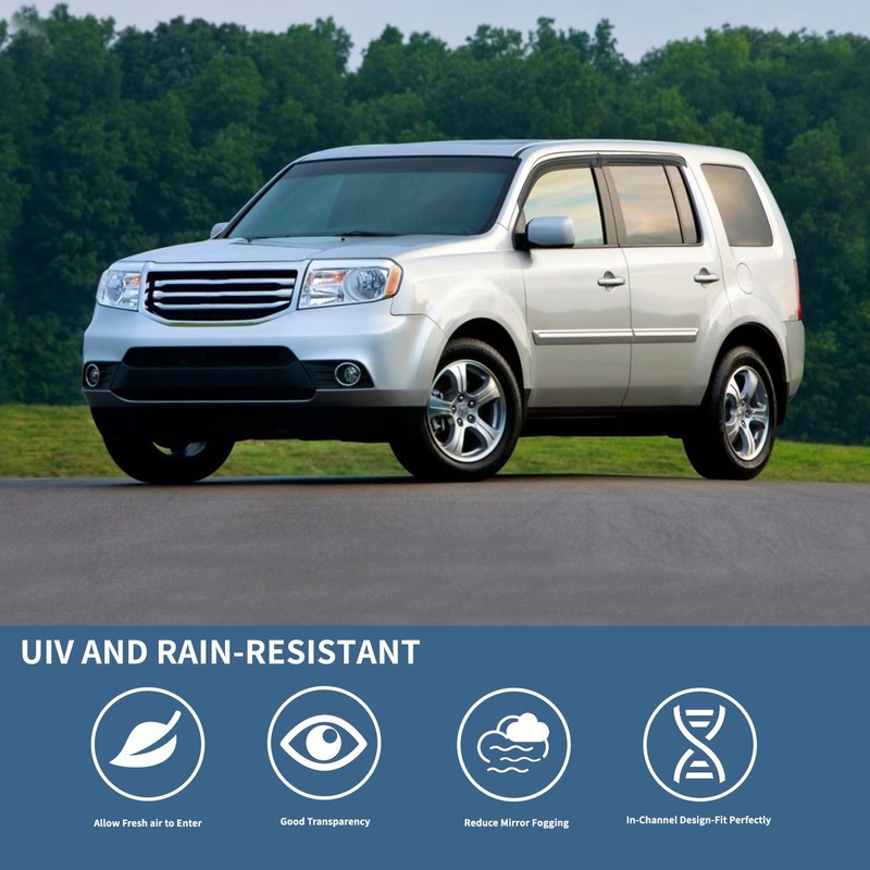 4PCS Rain Guards Window Visors Fits for 2009-2015 Honda Pilot,