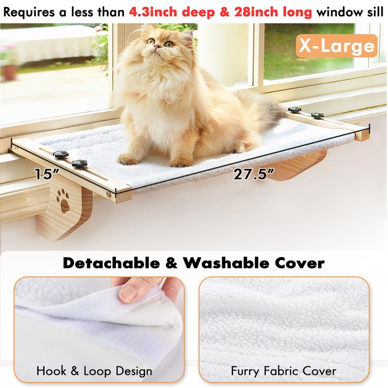 AMOSIJOY Cat Sill Window Perch Sturdy Cat Hammock Window Seat