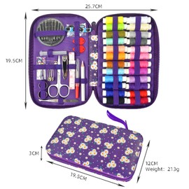 Sewing Kit - 130PCS Sewing Accessories, Sewing Box, Sewing Kits for Adults UK, Needle and Thread Kit, Needle Threaders Hand Sewing, Portable Fabric Sewing Set with Needles Threads Scissors and More