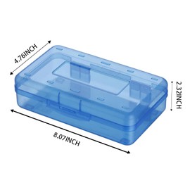 MYSXN Plastic Pencil Case,Large Capacity Box,School Box for Teen Girl Student, School Supplies,Pencil,Crayon,Sticker,Cosmetics,Storage (BLUE)