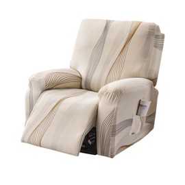 FUANGUI Recliner Chair Cover 4-Pieces Lazyboy Cover for Recliner Chair with Storage Pockets Furniture Protector for Living Room, Jacquard Sofa Slipcover for Kids, Pets, Dog and Cat, 15