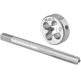 Burkit M6.5 x 0.75 Juego de grifos y troqueles M6.5 x 0.75 para máquina y troqueles redondos para mano derecha
