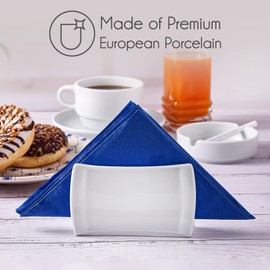 CRYSTALIA Napkin Holder, Small White Ceramic Tissue Dispenser for Home Picnic Indoor Outdoor, Decorative Paper Napkin Holder for Kitchen Dining Table & Cocktail Napkins, Rustic Modern Shaped Design