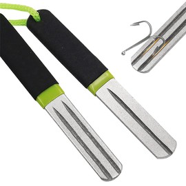 IRYNA Hook Sharpener Diamond Fishing Hook Sharpener File Fishing Sharpening Stone Double Side 180/400 Grits Diamond Fish Hook Grinding File for Sharpening Fish Hook(2Pcs)