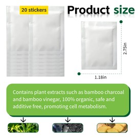 Pack of 20 Detoxification Plasters Feet 100% Patch Detox Pieds Natural Detox Plasters Deep Clean Foot Pads to Improve Sleep Quality