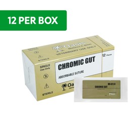 Oasis Vet Chromic Gut Surgical Suture, 2-0, (CT-1) 1/2 36mm Round Bodied Needle, 75cm, 12/Box, Veterinary Use