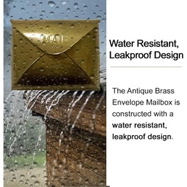 NACH Wall Mount Mailboxes for Outside, 12.5 x 5 x 10 inch Antique Brass Wall Mailboxes for Outside, Waterproof Mailboxes for Outside - Envelope Mailbox