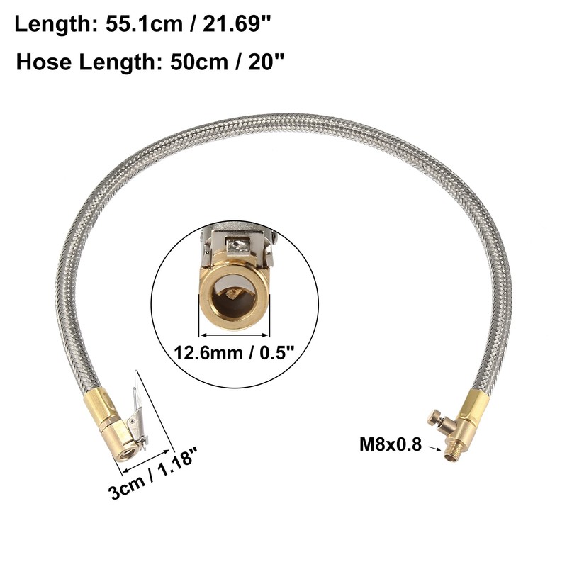 X AUTOHAUX 50cm 20" Car Tire Air Inflator Hose Adapter