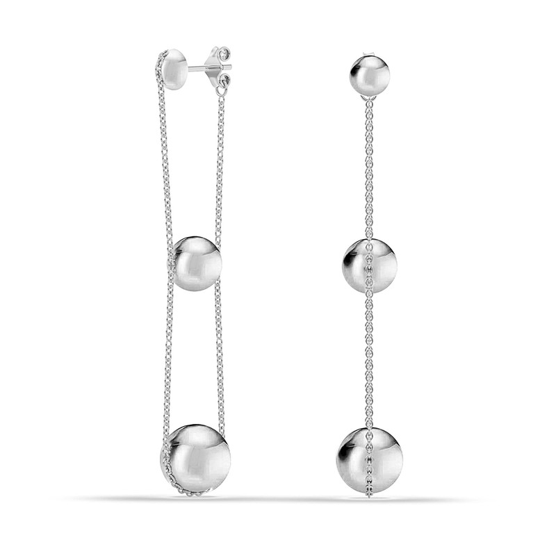 LeCalla 925 Sterling Silver Classic Ball Triple Beaded Drop Dangle