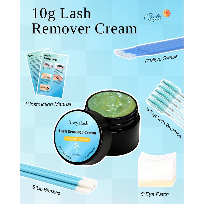 Remover Eyelashes Extension Gentle Cream - Obeyalash Eyelash Extensions Remover,