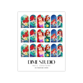 Under The Sea Ariel Mermaid Nail Decals Water Transfer Nail Wraps Fun Summer Girly Nail Art Manicure Accessories (30MM Shorty)