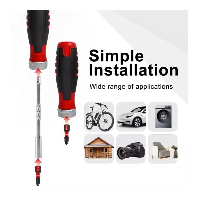 12-in-1 24cm Ratcheting Screwdriver Set with 32-Tooth Mechanism, Multiple Bits