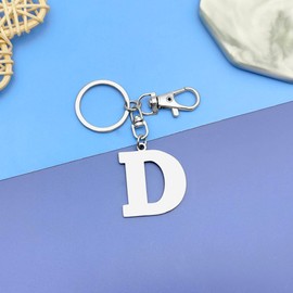 Initial Letter Keychain Letter D Alphabet Keyring for Handbag Wallet Purses Backpack Metal Letter Key Ring for Women Men Stainless Steel Letter Pendant Car Keyring Christmas Birthday Graduation Gifts