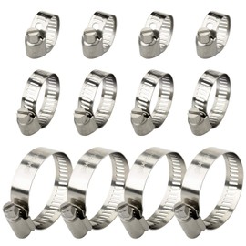 Pipe Clips/Jubilee Clip Hose Clamps Adjustable Stainless Steel Hose Clamps Worm Drive Hoses Hose Clamps, Pack of 12 (10-16mm ， 16-25mm ， 21-44mm)