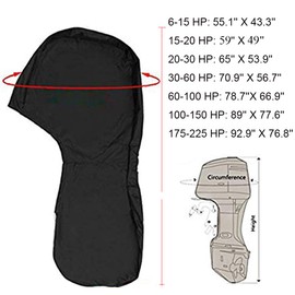 Motor Cover, Full Outboard Engine Cover, Waterproof Boat Motor Cover (Fits 15-20 HP)
