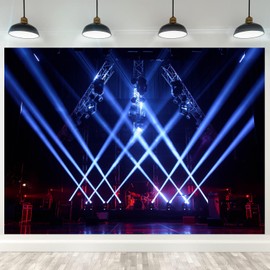 Fmarui Stage Spotlight Backdrop 7x5ft for Band Stage Live Show Carnival Rock Concerts Music Dj Talent Show Rocker Karaoke Rock N Roll Birthday Party Decoration Banner Photoshoot Props