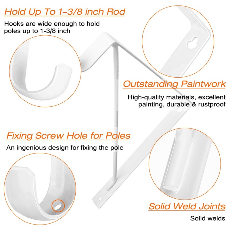 KOVOSCH 4 Pack Heavy Duty Closet Shelf & Rod Brackets,