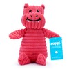 Zappi Co Pink Hippo Dragon Plush Dog Toy with Squeaker