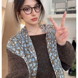 BLURBE French Long Scarf for Women - Lightweight Chiffon Neck Scarf Elegant Printed Sunscreen Shawl Fashion Versatile Wrap for Spring Summer