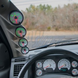 GlowShift Taupe Quad Pillar Gauge Pod Compatible with Dodge Ram Cummins 1500 2500 3500 2006-2009 - Factory Color Matched - UV Protected - ABS Plastic - Mounts (4) 2-1/16" (52mm) Gauges