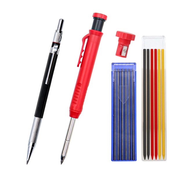 Scettar Mechanical Carpenter's Pencil, Solid Carpenter's Pencils, with 18 Refills,