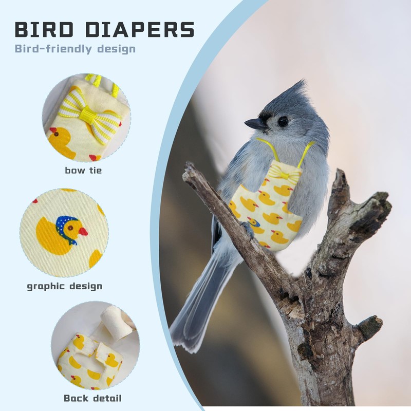 Zaruatu 4 Pcs Bird Diaper Parrot Nappy Reusable Flight Suit
