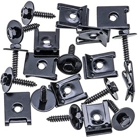 Rexka 10 Sets M4.2 Universal Fender Liner Engine Splash Shield Hex Head Screw & U Nut Kit for GM Chevy Ford Buick JeepChrysler - Multipurpose - Type B