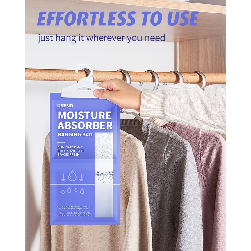 Ksend Moisture Absorbers 10 Pack, 9.8 Oz Compact Dehumidifier Bags