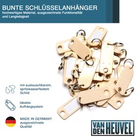 Key fob with Label and Ring - Key Fob for Labelling and Replacing - Sturdy Construction, beige