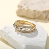 Jeulia Sterling Silver Two Tone Twist Band Rings Round Cut