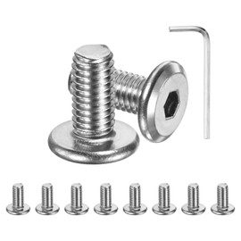 M METERXITY 10-Pack Flat Head Socket Cap Screws, M5x10mm 304 Stainless Steel Hex Drive Fastener Kit with Hex Key for Machine/Furniture/Automobile/Marine, Full Thread Hexagon Bolts