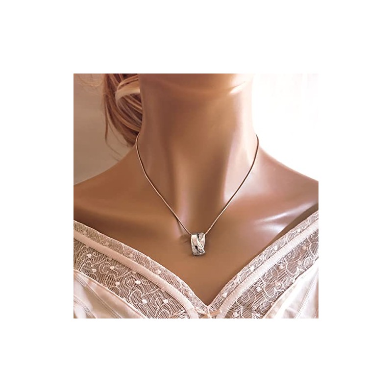 Goldmaid Women's Necklace 925 Sterling Silver 44 Zirconia White Snake