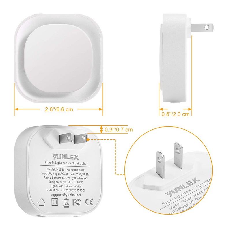 YUNLEX 4 Pack Amber Night Light, Dusk to Dawn Sensor,