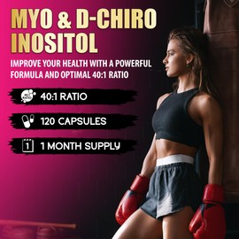 BMVINVOL Myo-Inositol & D-Chiro Inositol Capsules with Folate, Vitamin D- Hormone Balance & Ovarian Support for Women - Ideal 40:1 Ratio - 120 Capsules